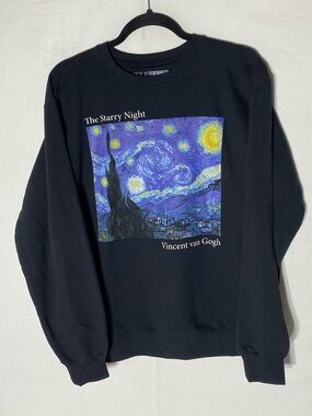 Pierce Archive Vincent Van Gogh The Starry Night Graphic Crew Neck Sweatshirt L